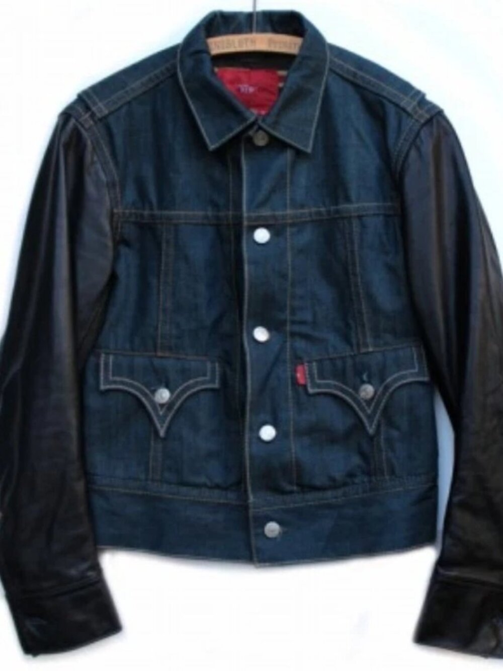 Levi Red Collection Type 4 Denim Leather Wool Blanket Lined Jacket Men’s M - Picture 3 of 15